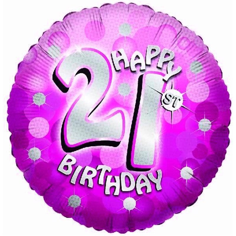 18IN SPARKLE PINK 21ST FOIL BALLOON