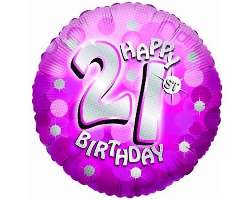 18IN SPARKLE PINK 21ST FOIL BALLOON