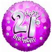18IN SPARKLE PINK 21ST FOIL BALLOON