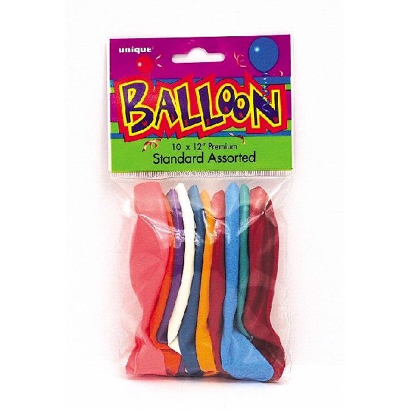 (10) 12IN STANDARD ASST BALLOONS
