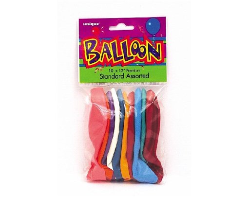 (10) 12IN STANDARD ASST BALLOONS