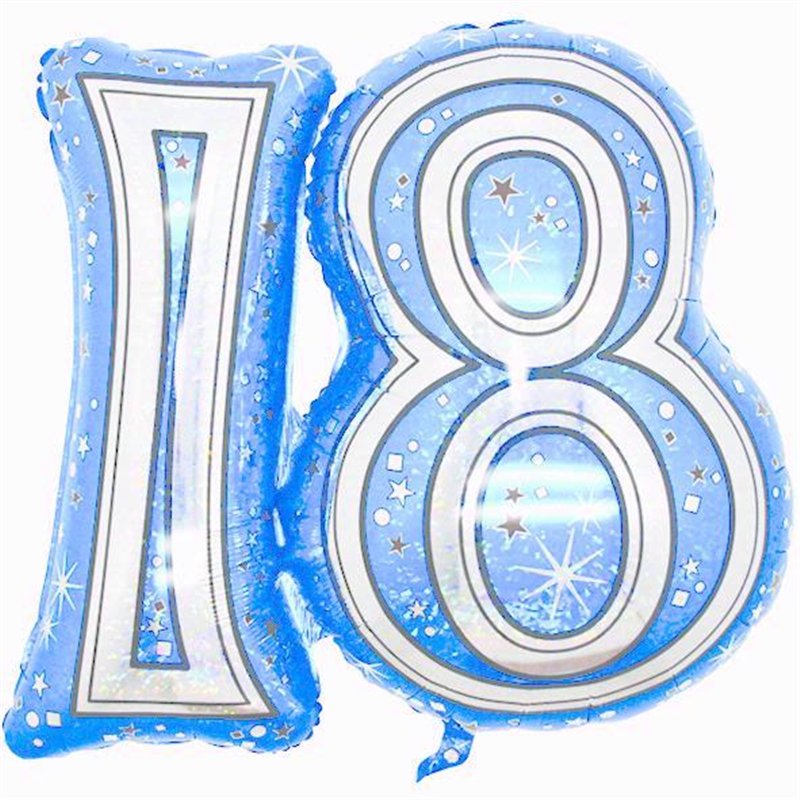 32IN 18TH BLUE FOIL BALLOON
