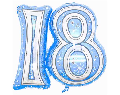 32IN 18TH BLUE FOIL BALLOON