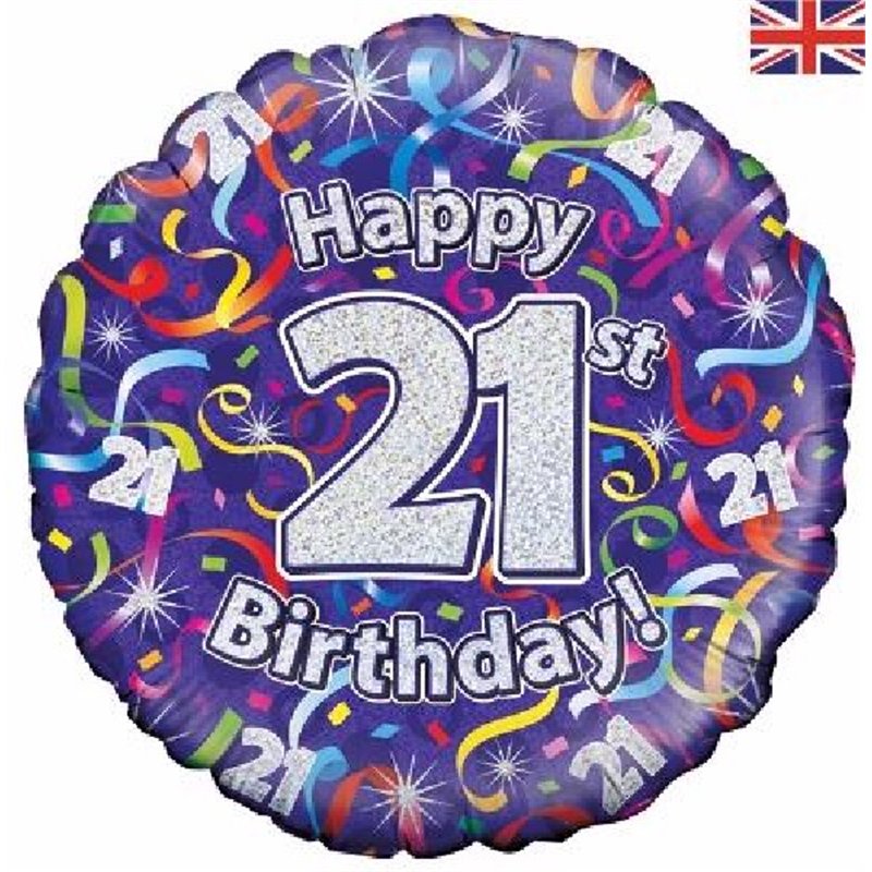 18IN 21ST B/DAY STREAMERS HOLO FOIL