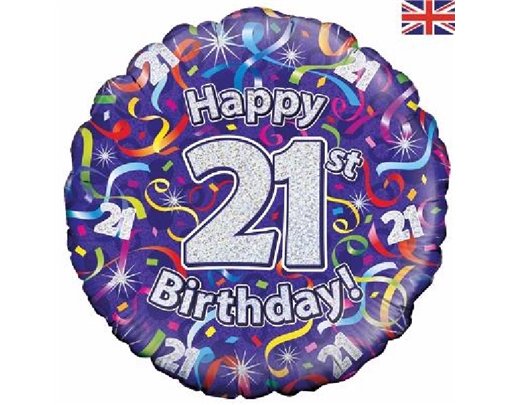 18IN 21ST B/DAY STREAMERS HOLO FOIL
