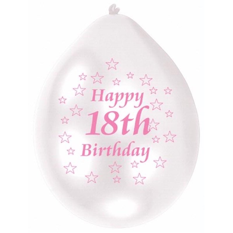 (10) 22CM PINK 18TH B/DAY BALLOONS  6S