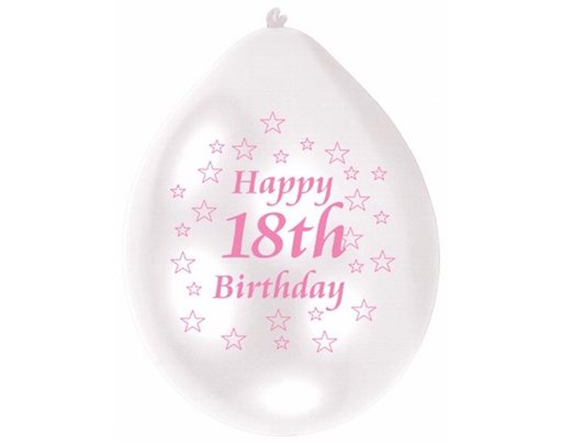 (10) 22CM PINK 18TH B/DAY BALLOONS  6S
