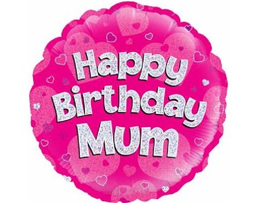 18IN HAPPY B/DAY MUM PINK FOIL