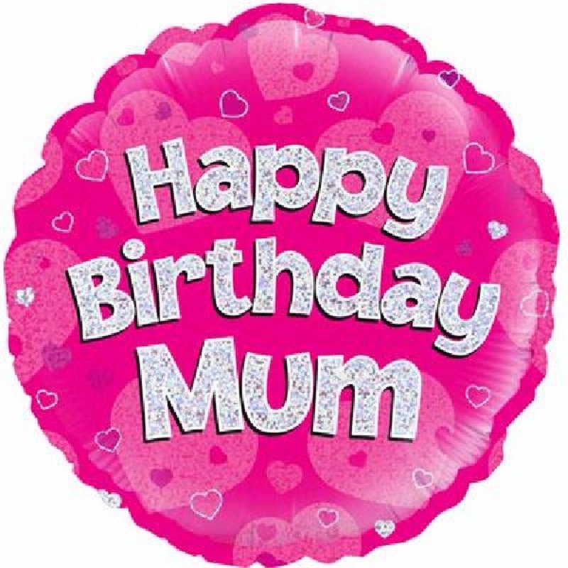 18IN HAPPY B/DAY MUM PINK FOIL