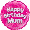 18IN HAPPY B/DAY MUM PINK FOIL