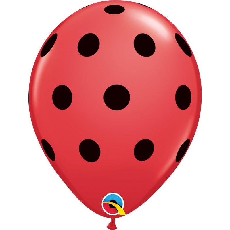 (25) 11in BIG POLKA DOTS RED QUALATEX