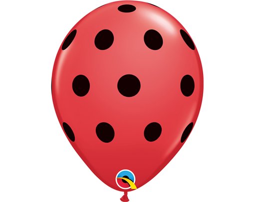 (25) 11in BIG POLKA DOTS RED QUALATEX