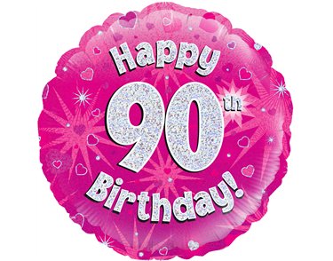 18IN 90TH BIRTHDAY PINK FOIL BALLOON
