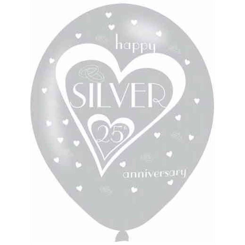 (6) 27.5CM 25TH ANNIVERSARY BALLOONS