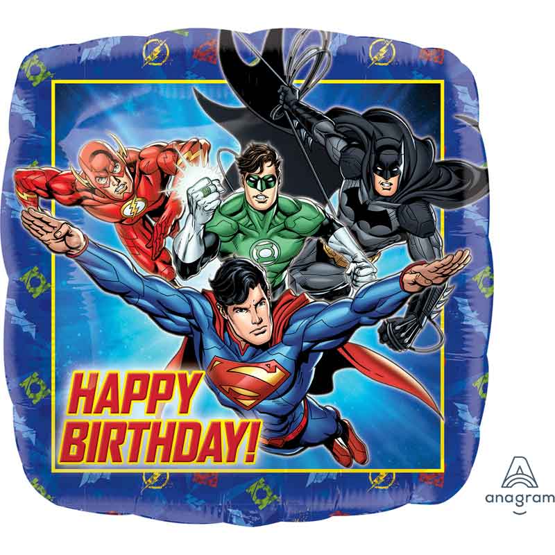 18in JUSTICE LEAGUE HAPPY BIRTHDAY FOIL BALLOON