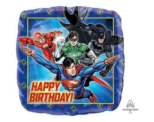 18in JUSTICE LEAGUE HAPPY BIRTHDAY FOIL BALLOON