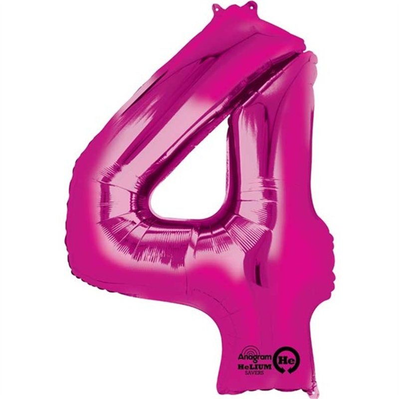 PINK NUMERAL 4 JUMBO FOIL BALLON