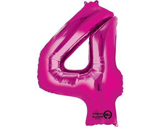 PINK NUMERAL 4 JUMBO FOIL BALLON