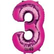 PINK NUMERAL 3 JUMBO FOIL BALLON