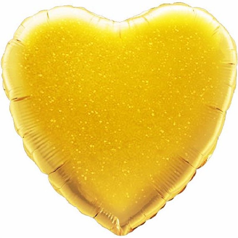 GOLD HOLOGRAPHIC HEART 18IN FOIL