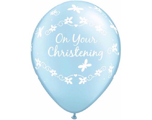 (25) 11IN BLUE CHRISTENING QUALATEX