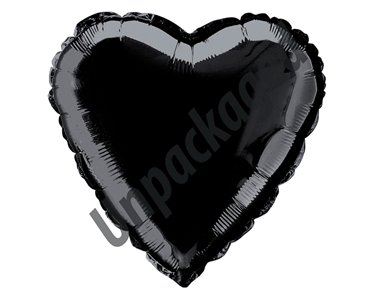 18IN BLACK HEART FOIL BALLOON  12S