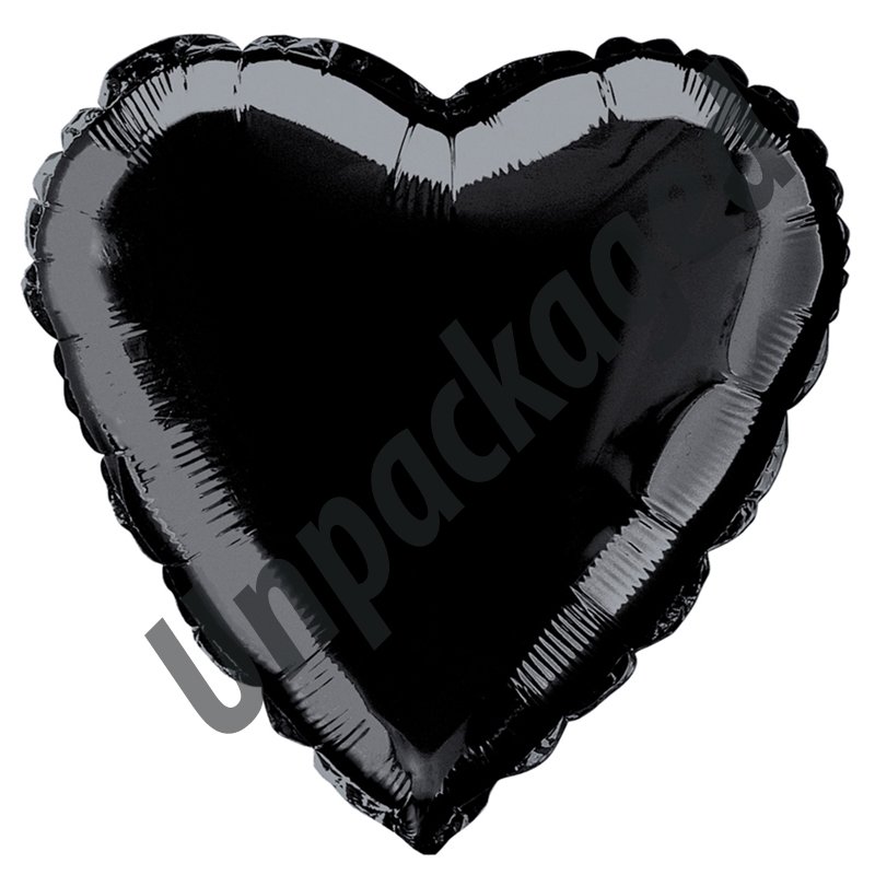 18IN BLACK HEART FOIL BALLOON  12S
