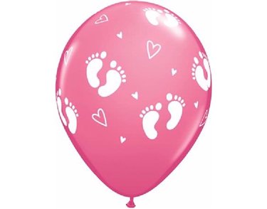 (25) 11in BABY FOOTPRINTS ROSE QUALATEX