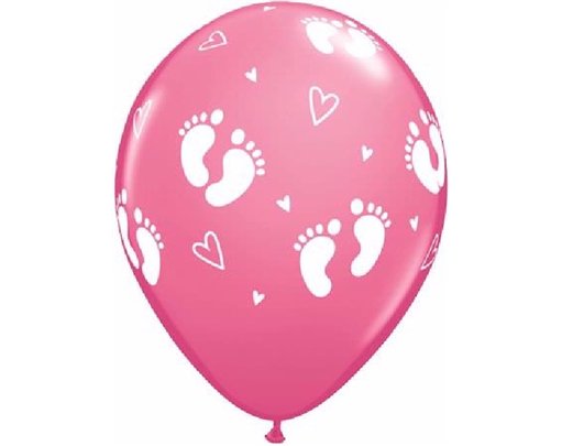 (25) 11in BABY FOOTPRINTS ROSE QUALATEX