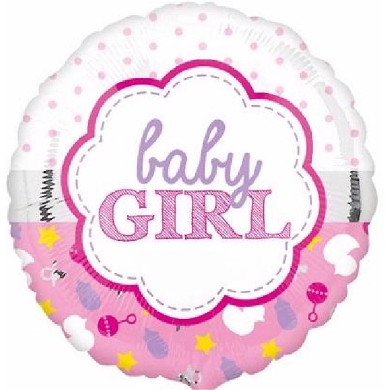 BABY GIRL SCALLOP 18IN FOIL