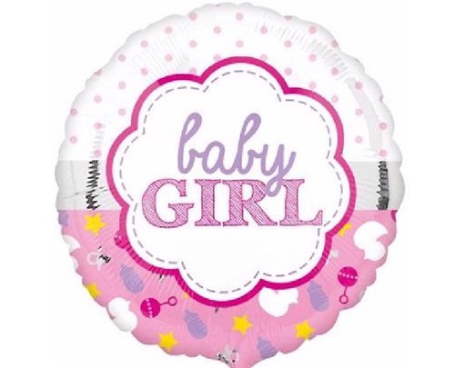 BABY GIRL SCALLOP 18IN FOIL