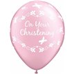 (25) 11IN PINK CHRISTENING QUALATEX