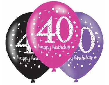 (6) 27.5CM 40TH PINK SPARKLES BALLOONS