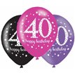 (6) 27.5CM 40TH PINK SPARKLES BALLOONS