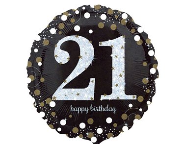18in 21ST GOLD SPARKLES FOIL BALLOON