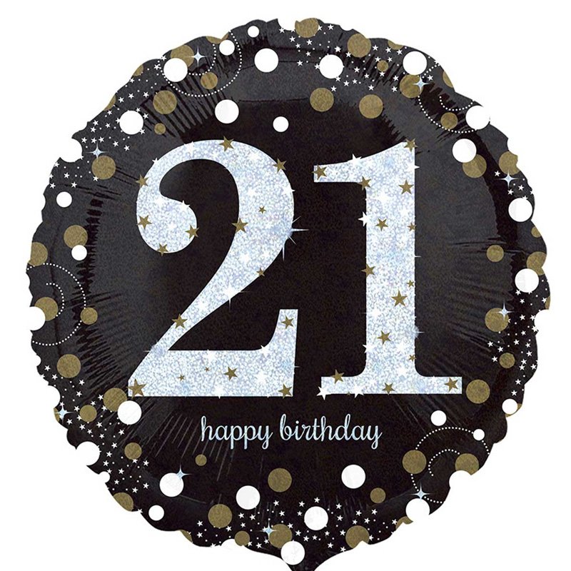 18in 21ST GOLD SPARKLES FOIL BALLOON