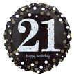 18in 21ST GOLD SPARKLES FOIL BALLOON