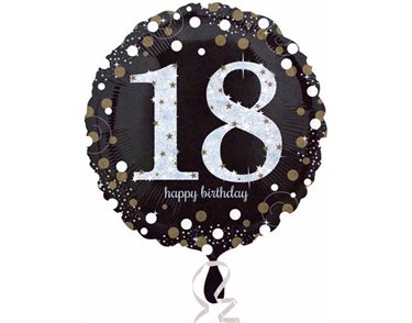 18in 18TH B/DAY GOLD SPARKLES FOIL
