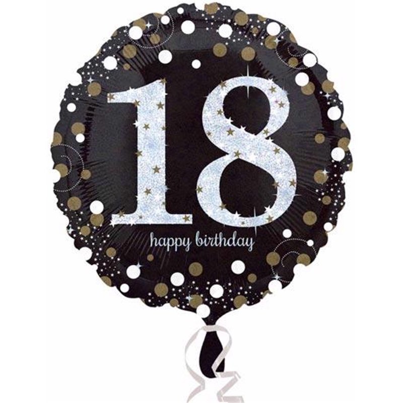 18in 18TH B/DAY GOLD SPARKLES FOIL