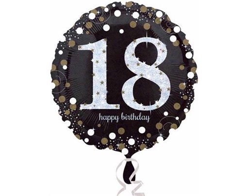 18in 18TH B/DAY GOLD SPARKLES FOIL