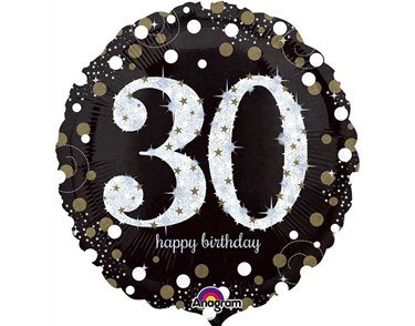 18IN 30TH GOLD SPARKLES FOIL BALLOON