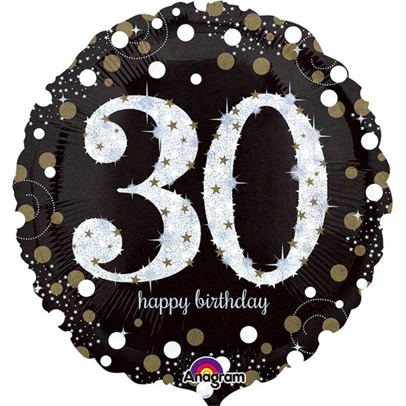 18IN 30TH GOLD SPARKLES FOIL BALLOON