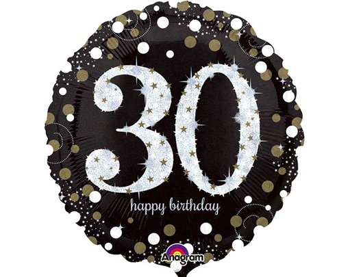 18IN 30TH GOLD SPARKLES FOIL BALLOON