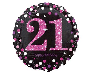 18in 21ST PINK SPARKLES FOIL BALLOON