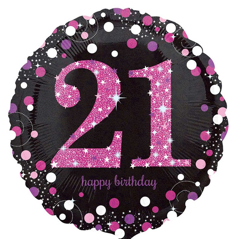 18in 21ST PINK SPARKLES FOIL BALLOON