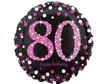 18IN 80TH PINK SPARKLES FOIL