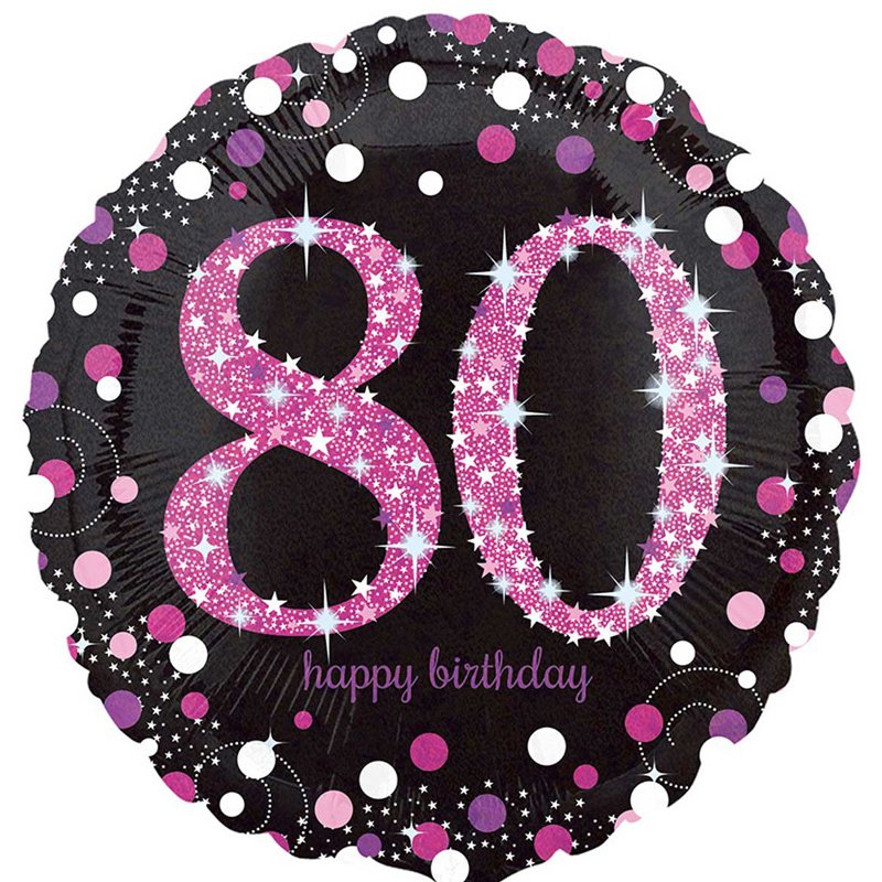 18IN 80TH PINK SPARKLES FOIL