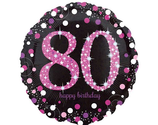 18IN 80TH PINK SPARKLES FOIL
