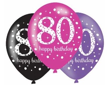 (6) 27.5CM 80TH PINK SPARKLES BALLOONS