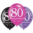 (6) 27.5CM 80TH PINK SPARKLES BALLOONS